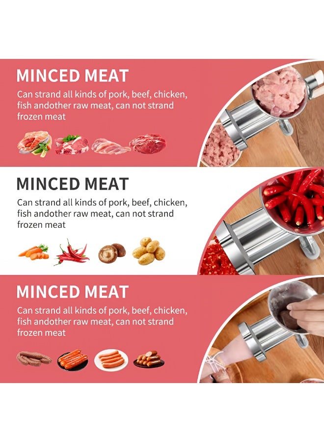 مفرمة لحم يدوية حجم كبير، سبائك الألومنيوم والفولاذ المقاوم للصدأ، مفرمة طعام متعددة الاستخدام مع أداة حشو النقانق للاستخدام المنزلي - Image 4